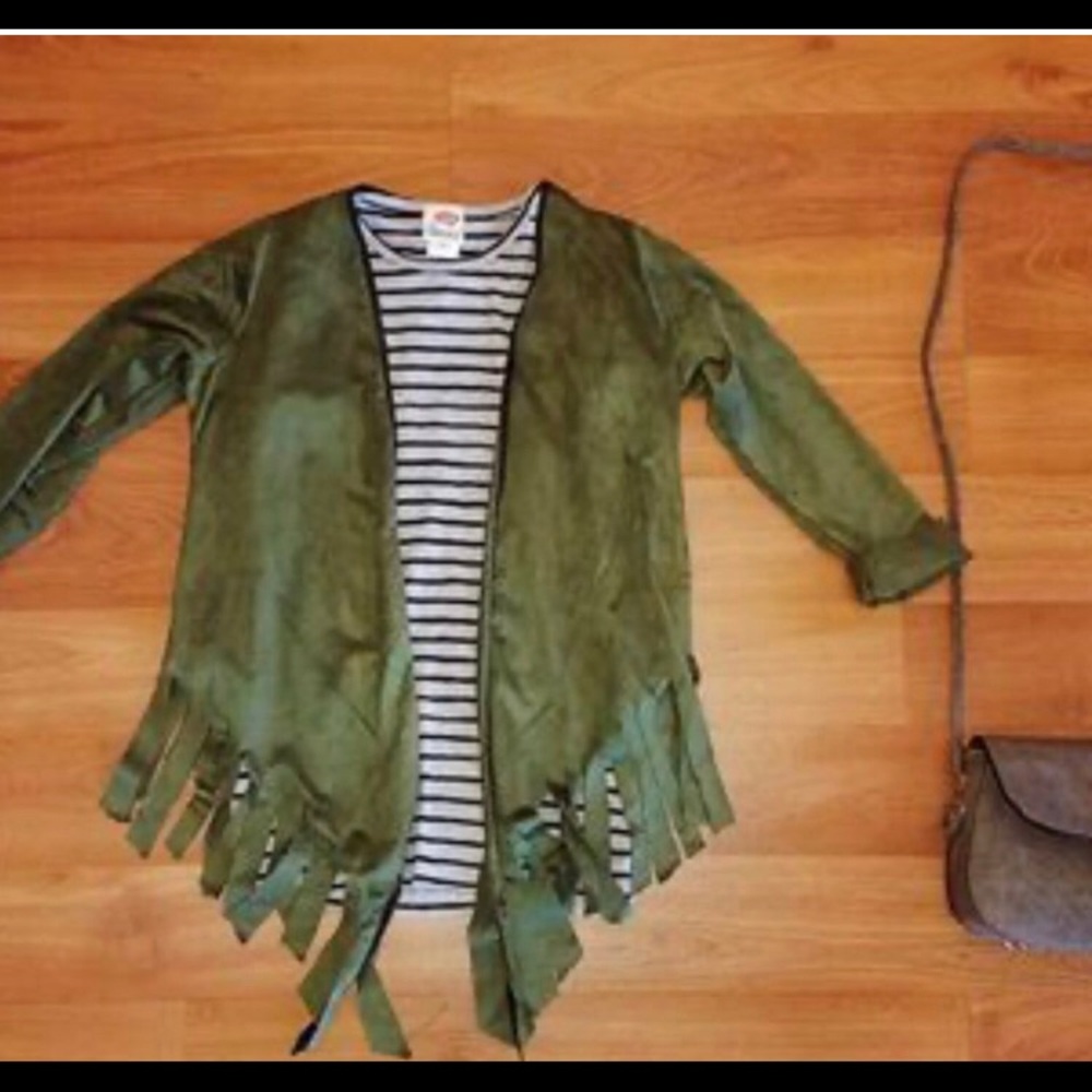 Girls micro suede fringe jacket